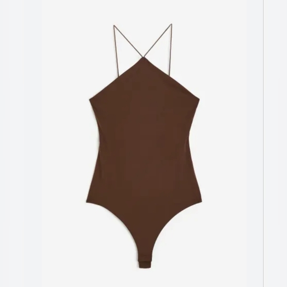 NWT H&M Dark Brown Jersey Thong Bodysuit | Size Medium - Picture 1 of 3